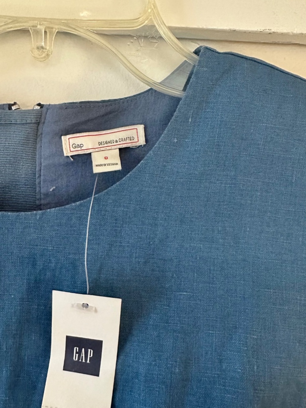 NWT GAP Linen Mini Dress Blue - Picture 3 of 8